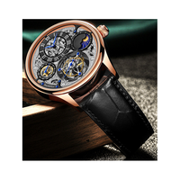 Montres mécaniques haut de gamme en acier pour hommes, avec phases solaires et lunaire GMT et tourbillon, conception d'usine et personnalisation par lots, pour marque privée