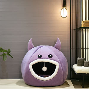 Meistverkauftes Niedliches Haustier-Höhlenbett Nachhaltige Mode Einfarbiges Kunstfell Wildleder Schaumstoff Kleines Hunde- und Katzenbett Superweich Komfortables Haustierhaus - Product Image 2