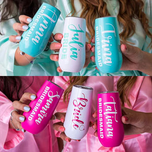 Gobelets isothermes sans pied en acier inoxydable de 6 oz/10 oz, incassables, pour demoiselles d'honneur, cadeau de mariage, logo personnalisé - Product Image 5