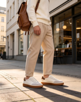 Chaussures de skate décontractées pour hommes en cuir véritable de haute qualité, respirantes, à motif uni, faites à la main, blanches, pour la marche quotidienne