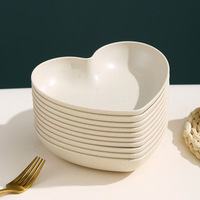 Saladier personnalisé en fibre de bambou en forme de cœur de 6 pouces lavable au lave-vaisselle Design mignon pour les fêtes de la Saint-Valentin et les cadeaux