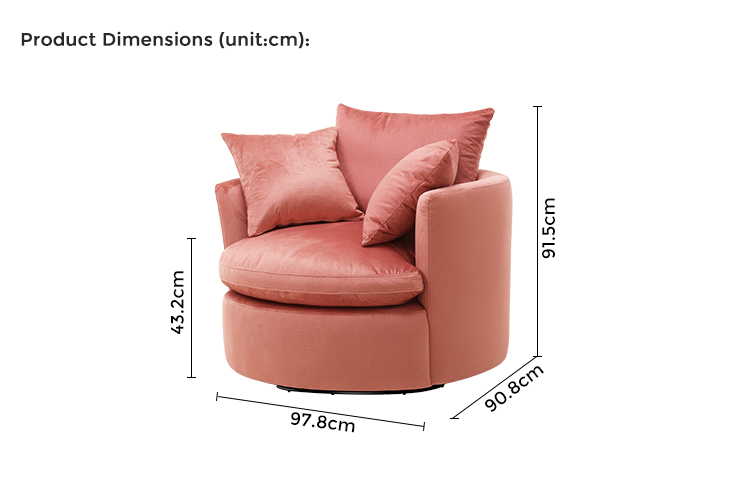 360-degree snuggle cuddle accent barrel swivel chair living room furniture fabric swivel armchair