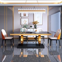 Ensemble de table à manger rectangulaire de style nordique moderne - Table de luxe avec plateau en marbre, meubles élégants pour salle à manger en vente
