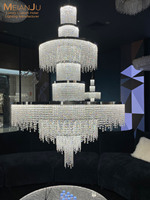 Lustre moderne de luxe en cristal à 3 niveaux, luminaire suspendu rond pour hall d'hôtel, villa, salon, décoration de plafond