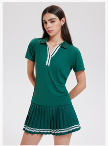 Ensemble de vêtements de sport pour femmes, t-<span class=keywords><strong>shirt</strong></span> polo à manches courtes et jupe de tennis personnalisés, vêtements de pickleball - Product Image 3