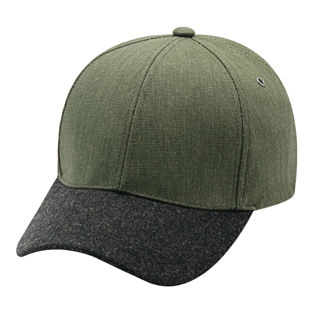 Op Maat Gemaakte Mode Sport 6 Panel Cap Winter Vrouwen Geruite Wollen Pet Effen Kleur Blanco Baseballpet