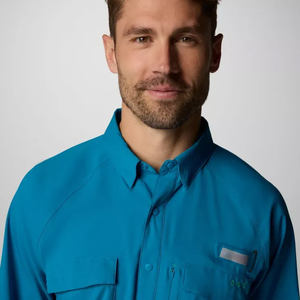 Chemise de pêche à manches longues Attire Spf50 Sublimated Pearl Snap, légère, en polyester, avec boutons, pour pêcheur, OEM. - Product Image 4