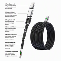 Cable USB C a USB C de 240W 6A de Carga Rápida, Cable de Nailon para Teléfono, Banco de Energía, Escáner de Código de Barras e Impresora