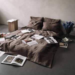 Harga grosir Set seprai Linen rami ukuran King | Sarung Duvet & sarung bantal berpori | Logo kustom tersedia - Product Image 2