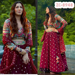 Renard indien Georgette Broderie Séquence Travail Imprimé Lehnga Choli Dupatta Belle Readymade Party Wear pour les Occasions Spéciales - Product Image 2