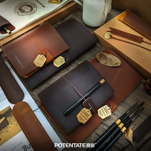 Carnet de croquis personnalisé en cuir Crazy Horse avec recharge en papier aquarelle - Product Image 4