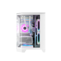 Boîtier de jeu PC AntarcChill en polycarbonate blanc, design élégant, format Mid-Tower avec alliage d'aluminium, produit en stock ODM/OEM