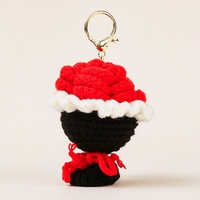 Porte-clés Bouquet de Roses au Crochet Fait Main, Pendentif Fleur en Fil Tricoté, Accessoire de Sac Adorable, Cadeau