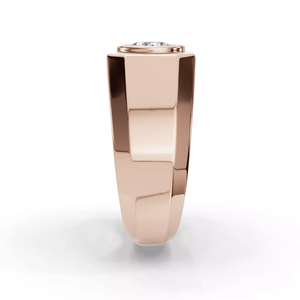 Anillo SGARIT Bold de oro rosa de 14 quilates para hombre con diamante cultivado en laboratorio de 1 quilate, banda facetada pulida para caballeros modernos - Product Image 3