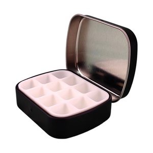 Mini palette en métal, boîte <span class=keywords><strong>de</strong></span> rangement portable pour <span class=keywords><strong>peinture</strong></span> <span class=keywords><strong>aquarelle</strong></span> d'extérieur, étui vide en métal pour gel à ongles - Product Image 5