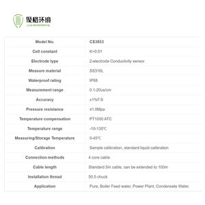 Sensor de conductividad de alta temperatura Sonda de sensor EC de agua para agua de alimentación de caldera Agua condensada. - Product Image 2