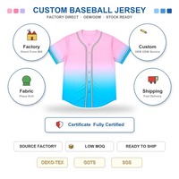 Maillot de baseball personnalisé pour hommes, chemise boutonnée dégradée rose et bleue, logo personnalisé, nom, numéro, plusieurs options d'impression, commande d'équipe