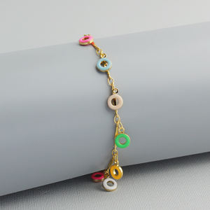 FS Elegant Bracelet de cheville plaqué or Colorful <span class=keywords><strong>Ciecle</strong></span> Elements Classic Style pour les femmes - Product Image 4
