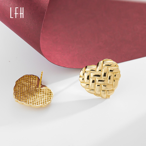 ต่างหูทอง18K แท้แท้ต่างหูรูปหัวใจกลวงสีทอง18K สุดน่ารักต่างหูทองคำ18K - Product Image 3