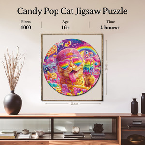 Puzzle 3D à Effet Visuel Chat Coloré 1000 Pièces, Puzzle Chat Bonbon Pop pour Cadeau d'Anniversaire - Product Image 6