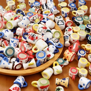 Mini-tasses à <span class=keywords><strong>eau</strong></span> en céramique peintes à la main, artisanat en porcelaine fait main, perles pour la fabrication <span class=keywords><strong>de</strong></span> bijoux, fournitures <span class=keywords><strong>de</strong></span> bricolage, bracelets - Product Image 1