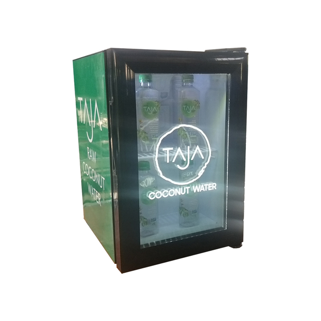 Single-Temperature 21L 0-10 Commercial Display Mini Bar Shiny LED Logo Double-Layer Hollow Glass Door Fridge Static Cooling