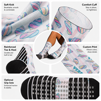 Chaussettes de sport et de yoga imprimées en 3D en coton et polyester pour femmes et hommes, antidérapantes, avec logo personnalisé OEM du fabricant KTS332, sans MOQ.