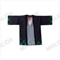 Manteau Happi Anime Bleu Feu Sabito Haori Ample et Doux Yukata OEM Kimono Japonais Cardigan Costumes Cape