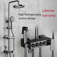 Ensemble de douche Ensemble de robinet de douche de salle de bain Fonctions équipées Pistolet en laiton gris Ensemble de robinet de douche thermostatique de salle de bain
