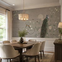 Papier peint mural auto-adhésif 3D imperméable en soie, motif floral de paon, style chinoiserie, pour salon, chambre à coucher, décoration murale de la maison