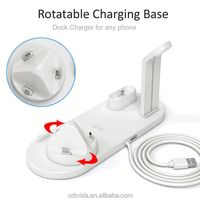 Chargeur sans fil pour téléphone portable 15W, support de téléphone portable réglable portable, chargeur pliable 6 en 1 pour téléphone et écouteurs