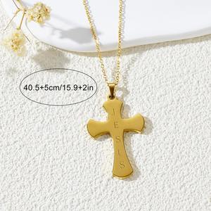 Ventas al por mayor cristiano religioso Jesús collar Hip-hop chapado en oro de acero inoxidable europeo Vintage Cruz Collar para mi hija - Product Image 4