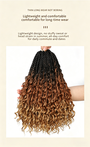 Extensiones <span class=keywords><strong>de</strong></span> Cabello Trenzado <span class=keywords><strong>de</strong></span> Ganchillo Deep Twist para Ondas Boho <span class=keywords><strong>de</strong></span> Playa, Fibra Teñida Resistente al Calor, Cabello a Granel - Product Image 2