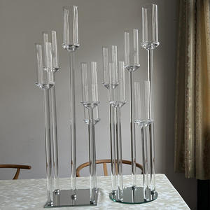 LANJO Chandelier de luxe en métal et acrylique à longue tige, porte-bougie en cristal, centre de table de mariage - Product Image 4