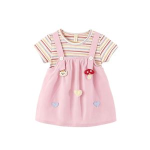 Lindo Vestido de Dos Piezas de Manga Corta con Protección Solar para Bebés y Niñas Pequeñas, <span class=keywords><strong>Ropa</strong></span> para Jugar al Aire Libre Diariamente y Ocasiones Casuales - Product Image 5