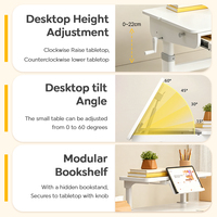 Table d'étude ergonomique pour enfant réglable en hauteur avec étagère de rangement, design moderne en bois et métal pour la maison, le bureau et la chambre à coucher