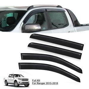 VENTANA NEGRA VIENTO Sol Lluvia DEFLECTORES PUERTA VISORES <span class=keywords><strong>KIT</strong></span> de 4PCS <span class=keywords><strong>para</strong></span> FORD RANGER T7 2015 2016 2017 2018 Accesorios - Product Image 2