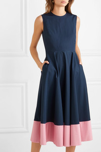 Abito <span class=keywords><strong>da</strong></span> <span class=keywords><strong>sera</strong></span> modesto in popeline di cotone in popeline di cotone bicolore senza maniche - Product Image 4