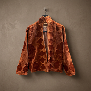 Blazer de terciopelo con cuello alto y manga larga, estampado de frutas en relieve, chaqueta de otoño para mujer, largo regular, forro de algodón, abrigo al por mayor - Product Image 3