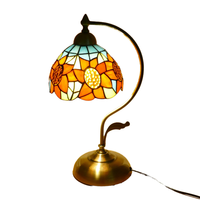 Lampe de table en verre teinté floral style Tiffany, lampe de chevet en métal et fer, lampe de lecture florale pour chambre à coucher et salon