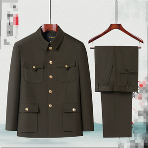 Completo da Uomo Verde Stile Mao Moderno: Giacca e Pantaloni 2 Pezzi, Uniforme Classica, <span class=keywords><strong>Blazer</strong></span> e Pantaloni, Abbigliamento Tradizionale 2026 - Product Image 3