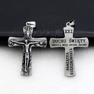 จี้กางเขนศาสนาคริสต์แบบสร้างสรรค์ พร้อมพวงกุญแจโลหะแบบคาราไบเนอร์ ของขวัญงานฝีมือคริสเตียน ตกแต่งกระเป๋าเป้สะพายหลัง โลหะผสม 3 มิติ แฟชั่นทันสมัย - Product Image 3