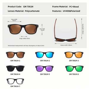 Gafas de Sol Polarizadas Cuadradas con Marco de Madera para Hombre y Mujer, Moda 2022, Gafas de Sol de Madera Natural para Conducir - Product Image 4