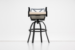 Tabouret <span class=keywords><strong>de</strong></span> <span class=keywords><strong>bar</strong></span> pivotant avec accoudoirs, dossier en X en métal <span class=keywords><strong>noir</strong></span> <span class=keywords><strong>mat</strong></span>, <span class=keywords><strong>chaise</strong></span> <span class=keywords><strong>de</strong></span> <span class=keywords><strong>bar</strong></span> haute avec coussin compressé haute densité et repose-pieds - Product Image 6