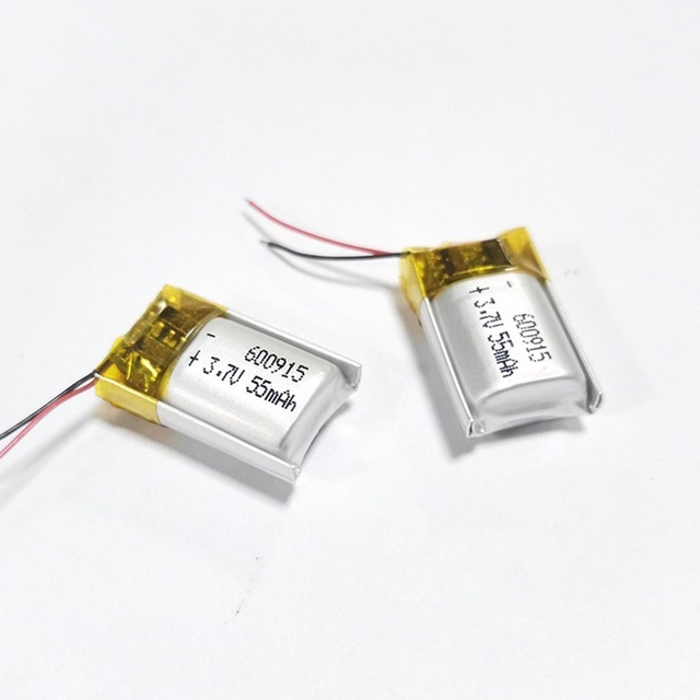 3.7V 55mAh Lithium Polymer 600915 Rechargeable Lipo Cell Small Li Ion Battery for Bluetooth Earphone Smartwatch