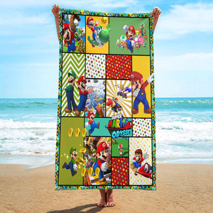 Serviettes de bain pour enfants en microfibre <span class=keywords><strong>super</strong></span> douces à séchage rapide, motif <span class=keywords><strong>Mario</strong></span> dessin animé, pour piscine, voyage, plage, vente en gros - Product Image 2
