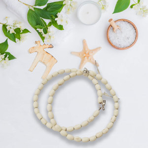 Ivory White <b>Beaded</b> <b>Large</b> Hoop Earrings Geometric Round Shape Vacation Beach Accessories - Product Image 4