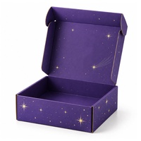 Boîte d'expédition ondulée personnalisée étoile et lune violettes en promotion avec logo, prix d'usine, boîte cadeau pliable pour entreprises
