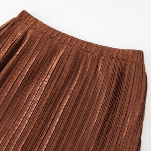 <span class=keywords><strong>Falda</strong></span> midi plisada <span class=keywords><strong>larga</strong></span> con lentejuelas metálicas brillantes de cintura alta de poliéster de talla grande personalizada - Product Image 3