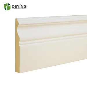 White Primed Decorative Wooden Wall Protection Baseboard Molding